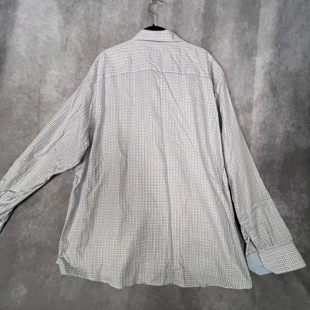 Johnston & Murphy Button Front Shirt‎ Mens XXL Blue/Gray Check Cotton LS